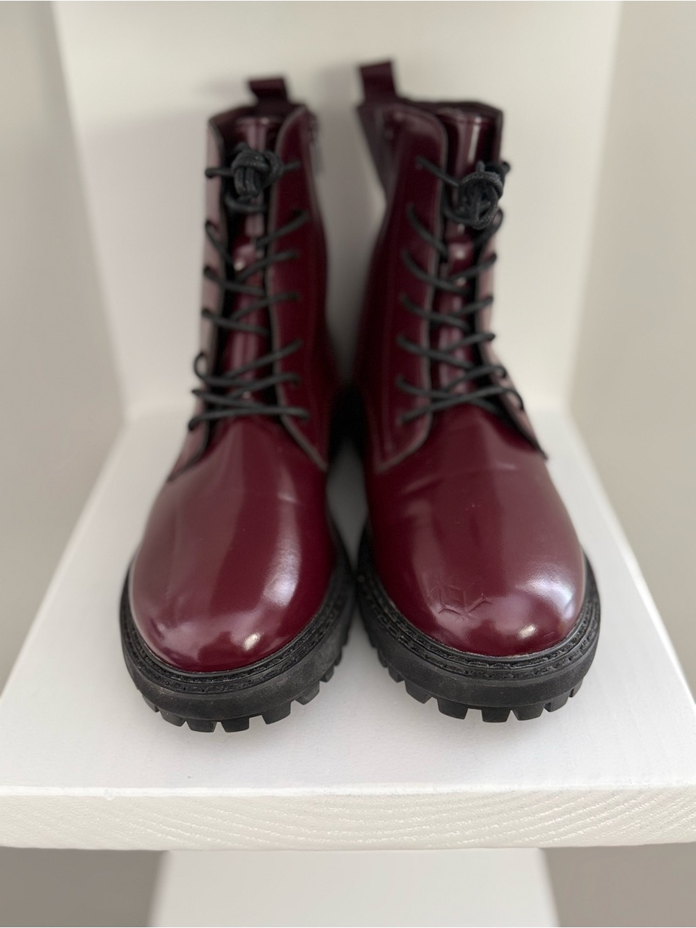 NEW Women's Burgundy Lace-Up Combat Boots